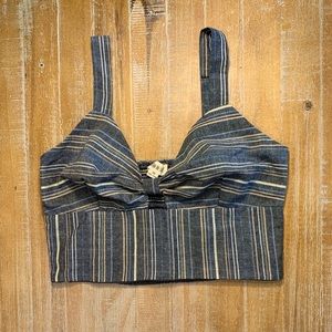 Stripped front tie cropped top size M